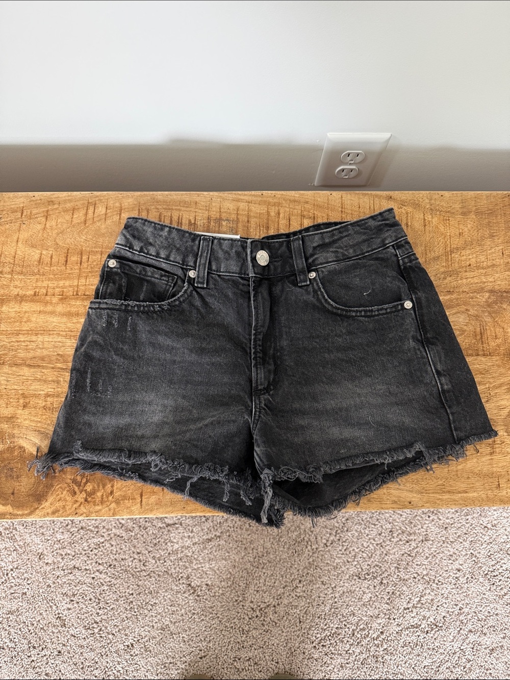 Garage Black Washed Denim Cutoff Shorts